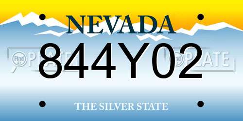 844Y02 Nevada License Plate