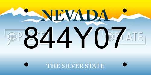 844Y07 Nevada License Plate