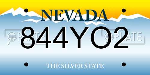 844YO2 Nevada License Plate