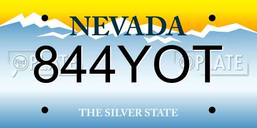 844YOT Nevada License Plate