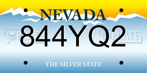 844YQ2 Nevada License Plate