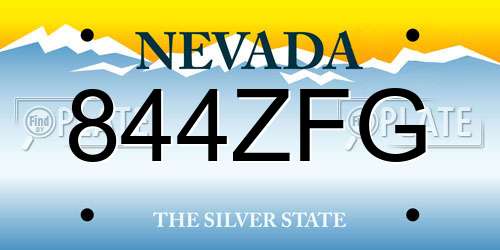 844ZFG Nevada License Plate