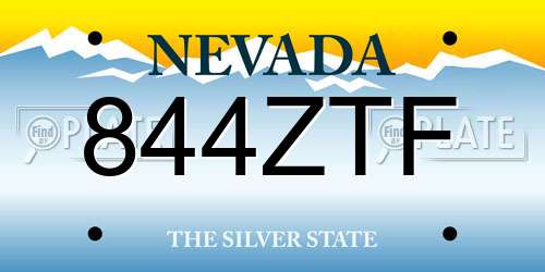 844ZTF Nevada License Plate