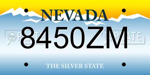 8450ZM Nevada License Plate