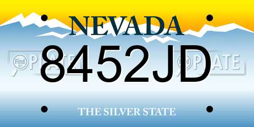 8452JD Nevada License Plate