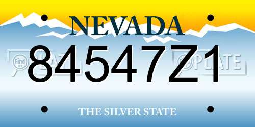 84547Z1 Nevada License Plate