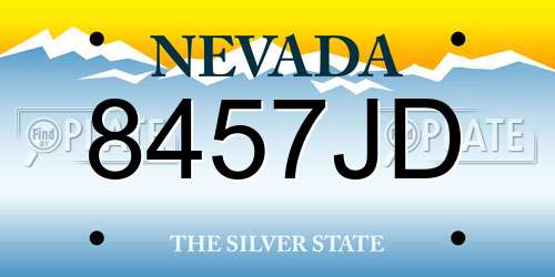 8457JD Nevada License Plate