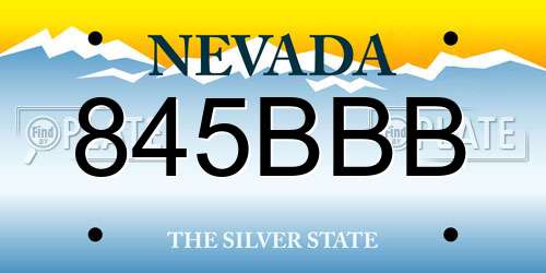 845BBB Nevada License Plate