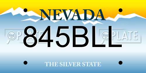845BLL Nevada License Plate