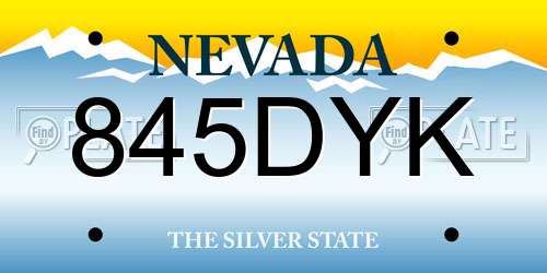 845DYK Nevada License Plate