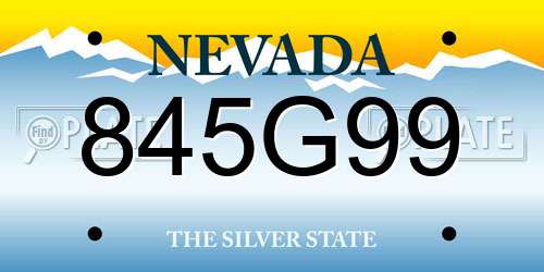 845G99 Nevada License Plate