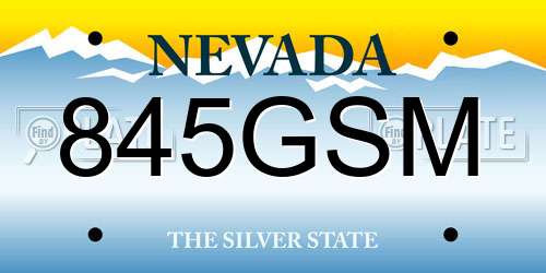 845GSM Nevada License Plate
