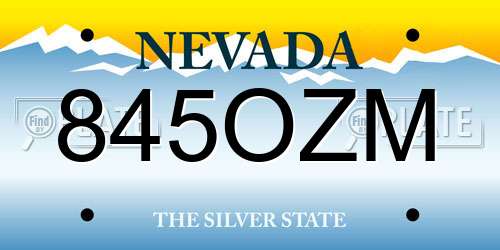 845OZM Nevada License Plate