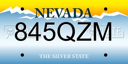 845QZM Nevada License Plate