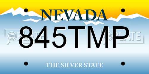 845TMP Nevada License Plate