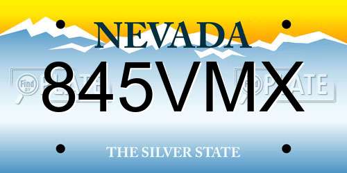 845VMX Nevada License Plate