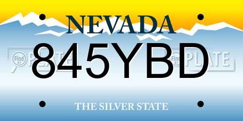 845YBD Nevada License Plate