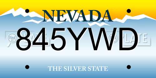 845YWD Nevada License Plate