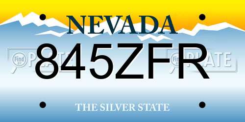845ZFR Nevada License Plate