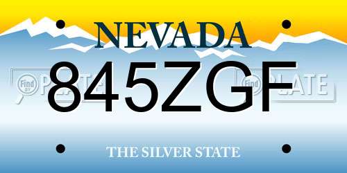 845ZGF Nevada License Plate