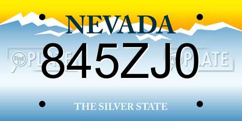 845ZJ0 Nevada License Plate