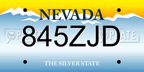 845ZJD Nevada License Plate