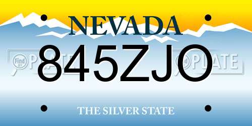 845ZJO Nevada License Plate