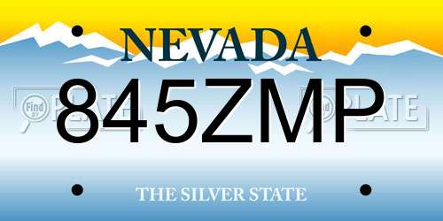 845ZMP Nevada License Plate