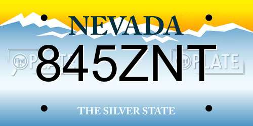 845ZNT Nevada License Plate