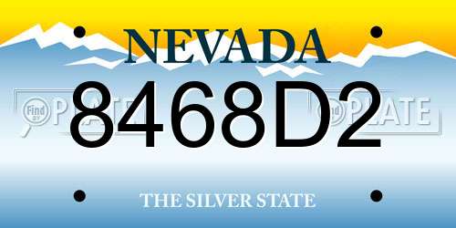 8468D2 Nevada License Plate
