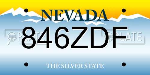 846ZDF Nevada License Plate