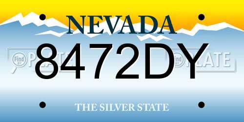 8472DY Nevada License Plate