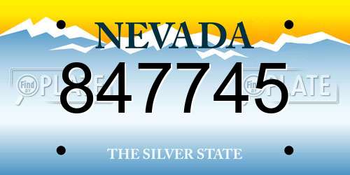 847745 Nevada License Plate