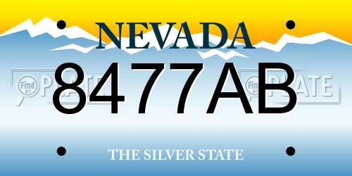 8477AB Nevada License Plate