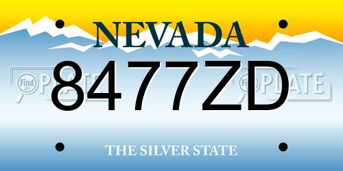 8477ZD Nevada License Plate