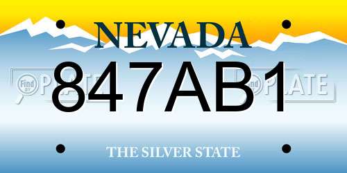 847AB1 Nevada License Plate