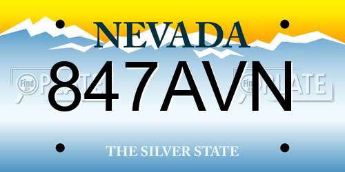847AVN Nevada License Plate