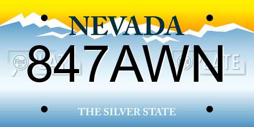 847AWN Nevada License Plate