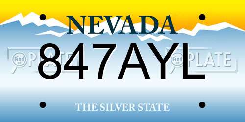 847AYL Nevada License Plate