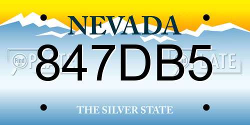 847DB5 Nevada License Plate