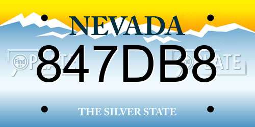 847DB8 Nevada License Plate