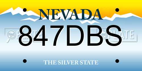 847DBS Nevada License Plate