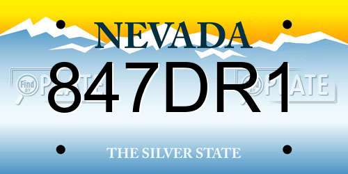 847DR1 Nevada License Plate