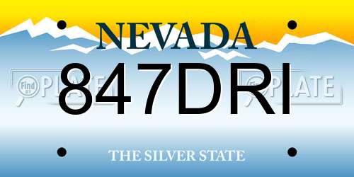 847DRI Nevada License Plate