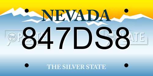 847DS8 Nevada License Plate