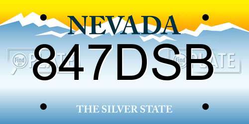 847DSB Nevada License Plate