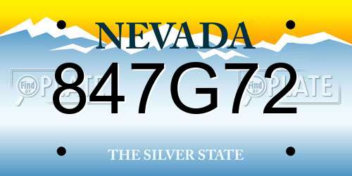 847G72 Nevada License Plate