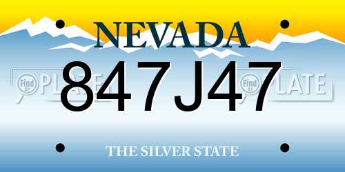 847J47 Nevada License Plate