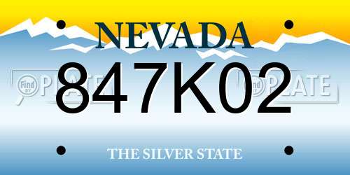847K02 Nevada License Plate