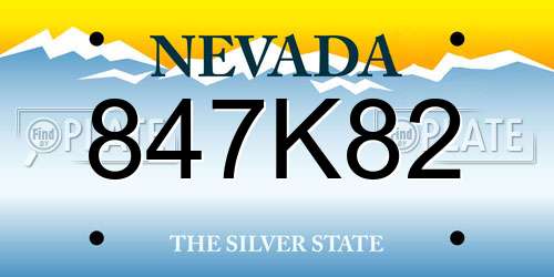 847K82 Nevada License Plate